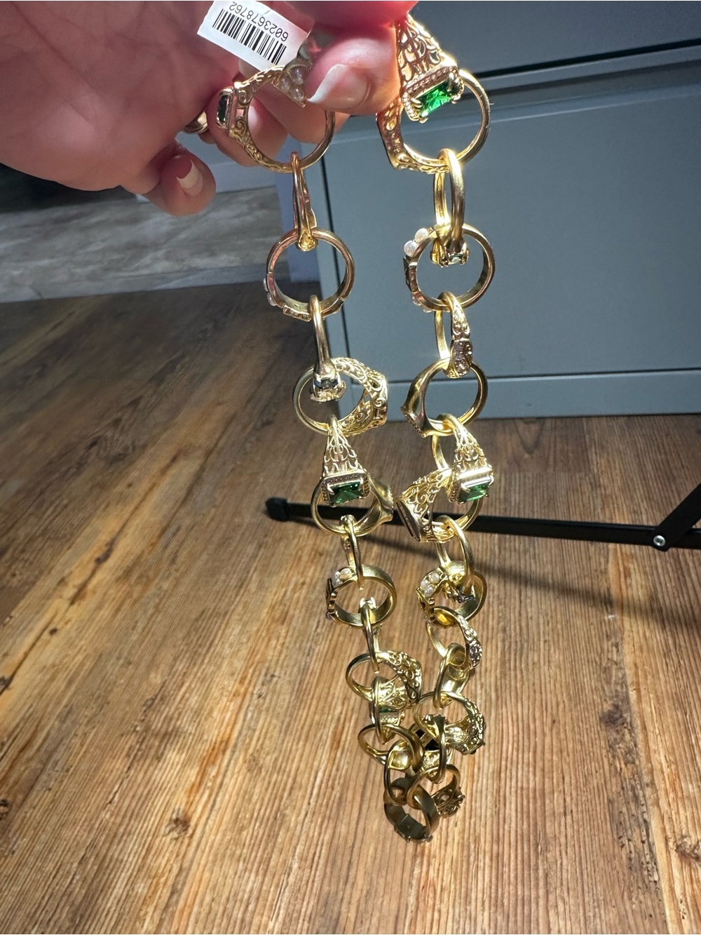 Edwardian gold ring-chain necklace - Picture 4 of 7